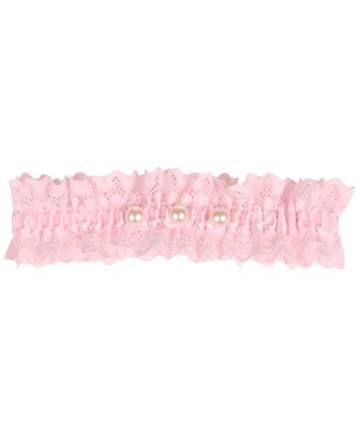 betekenis hun woensdag Roze kousenband met kant en pareltjes | Kousenband